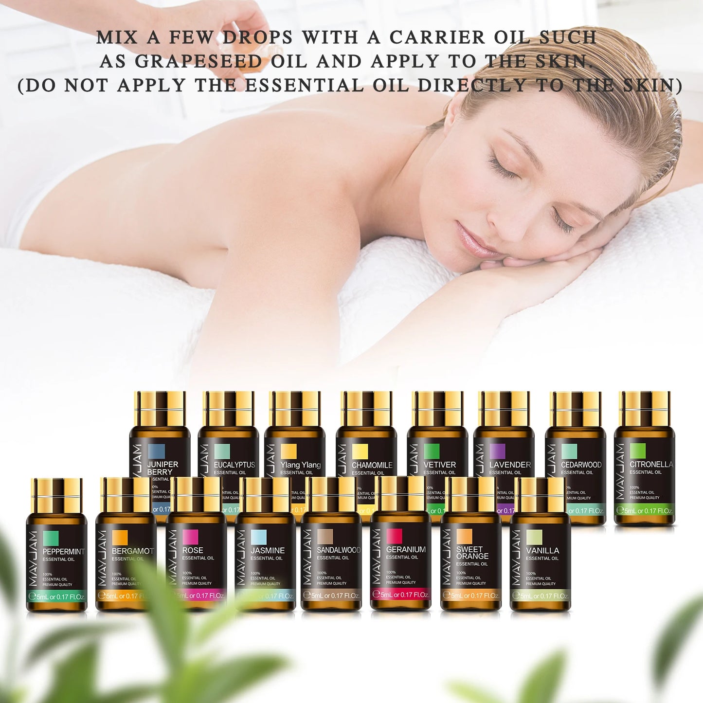 MAYJAM 28pcs Pure Natural Essential Oils Gift Set For Humidifier Diffuser Lavender Vanilla Sage Jasmine Rose