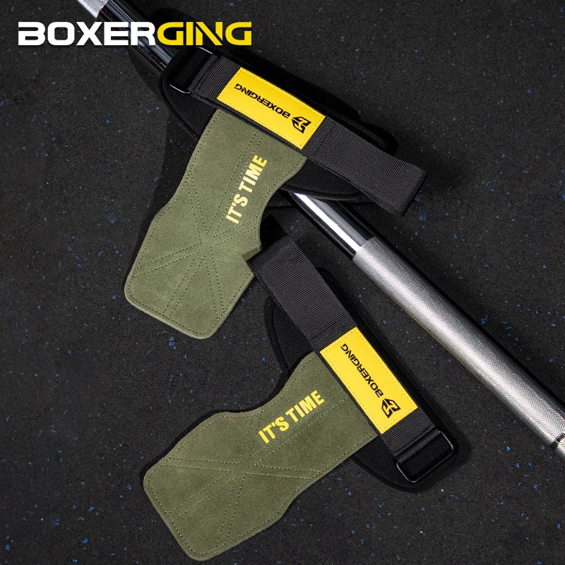 Cowhide Gym Gloves Grips Anti-Skid Weight Power Belt Lifting Pads Deadlift Belt Workout Crossfit Fitness Gloves Palm Protection