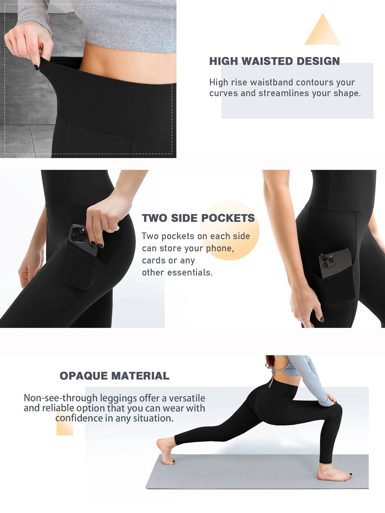 4PCS Women High Waist Yoga Legging,Tummy Control Workout Running Yoga Leggings,Bicycle Pants,Fitness Tight Pants With Pockets
