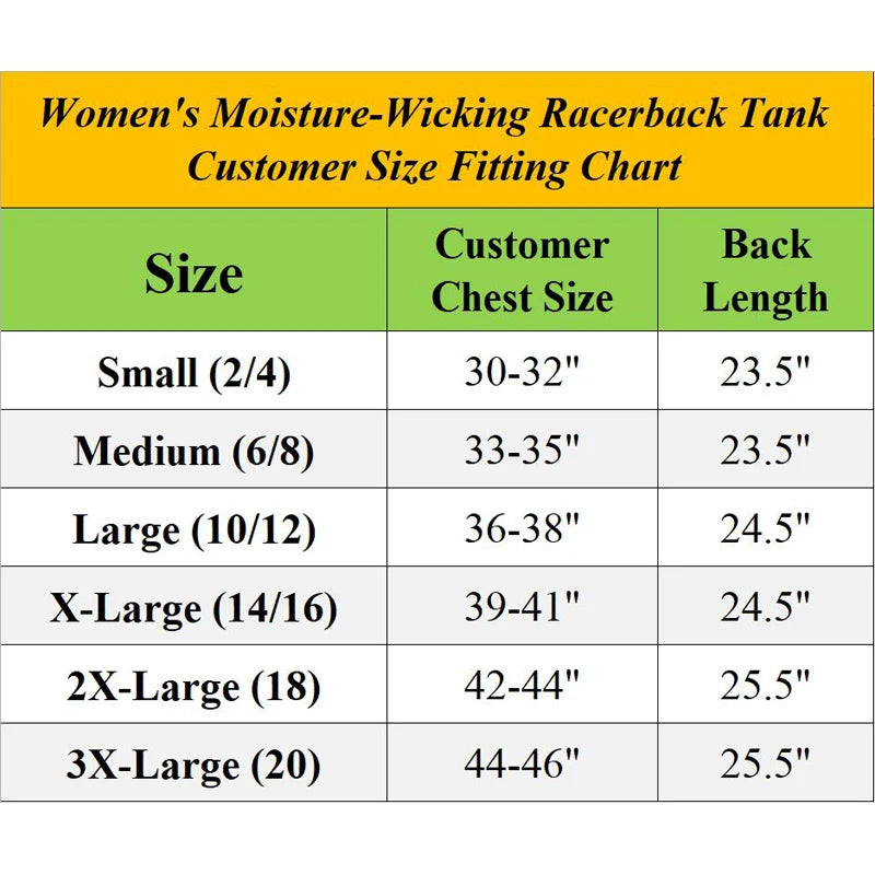 Womens Moisture Wicking Racerback Tanks