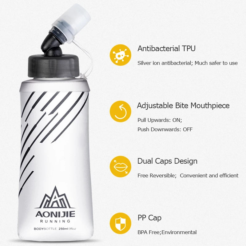 AONIJIE SD21 Soft Flask Collapsible 250ml 420ml Water Bottle Hydration Water Bladder For Running Marathon Cycling Trail Hiking