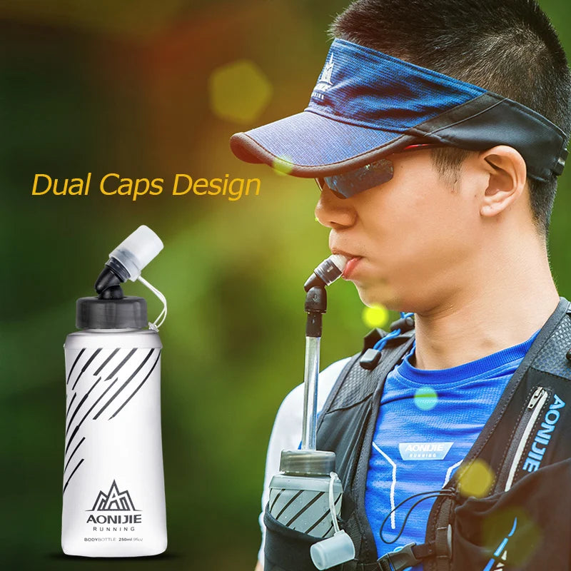 AONIJIE SD21 Soft Flask Collapsible 250ml 420ml Water Bottle Hydration Water Bladder For Running Marathon Cycling Trail Hiking