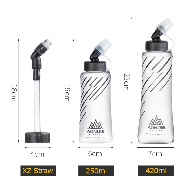 AONIJIE SD21 Soft Flask Collapsible 250ml 420ml Water Bottle Hydration Water Bladder For Running Marathon Cycling Trail Hiking