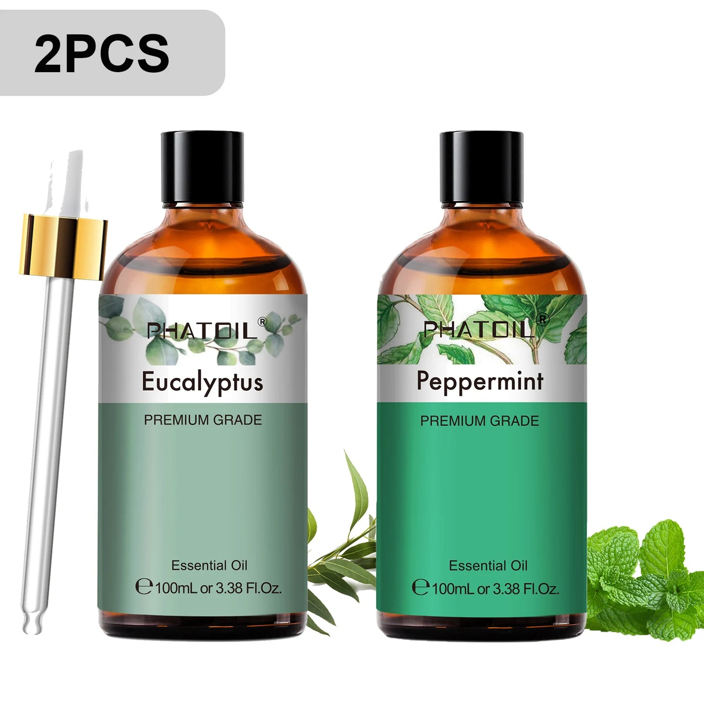 PHATOIL 2pcs/1pcs Lavender Aromatherapy Essential Oil For Diffuser,Candle Making-100ml Eucalyptus Jasmine Vanilla Cinnamon Oils