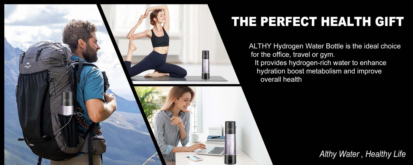 ALTHY Performance Molecular Hydrogen Water Generator Bottle DuPont SPE&PEM Dual Chamber lonizer + Charging&Time Display