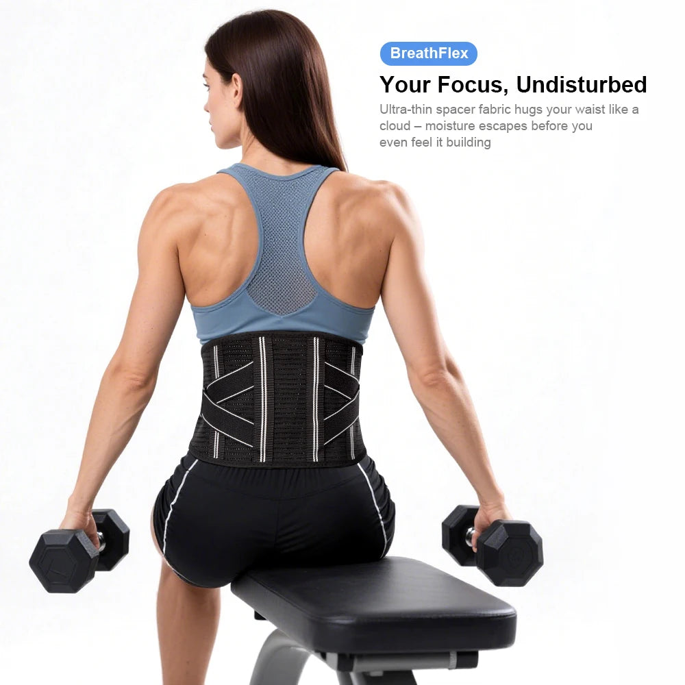 4-Stay Back Brace for Immediate Pain Relief - Adjustable Lumbar Support Belt for Herniated Disc -Breathable Design for Men Women