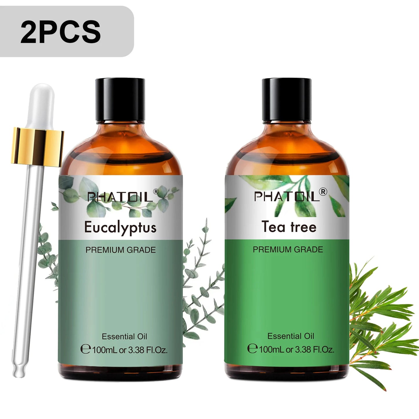 PHATOIL 2pcs/1pcs Lavender Aromatherapy Essential Oil For Diffuser,Candle Making-100ml Eucalyptus Jasmine Vanilla Cinnamon Oils