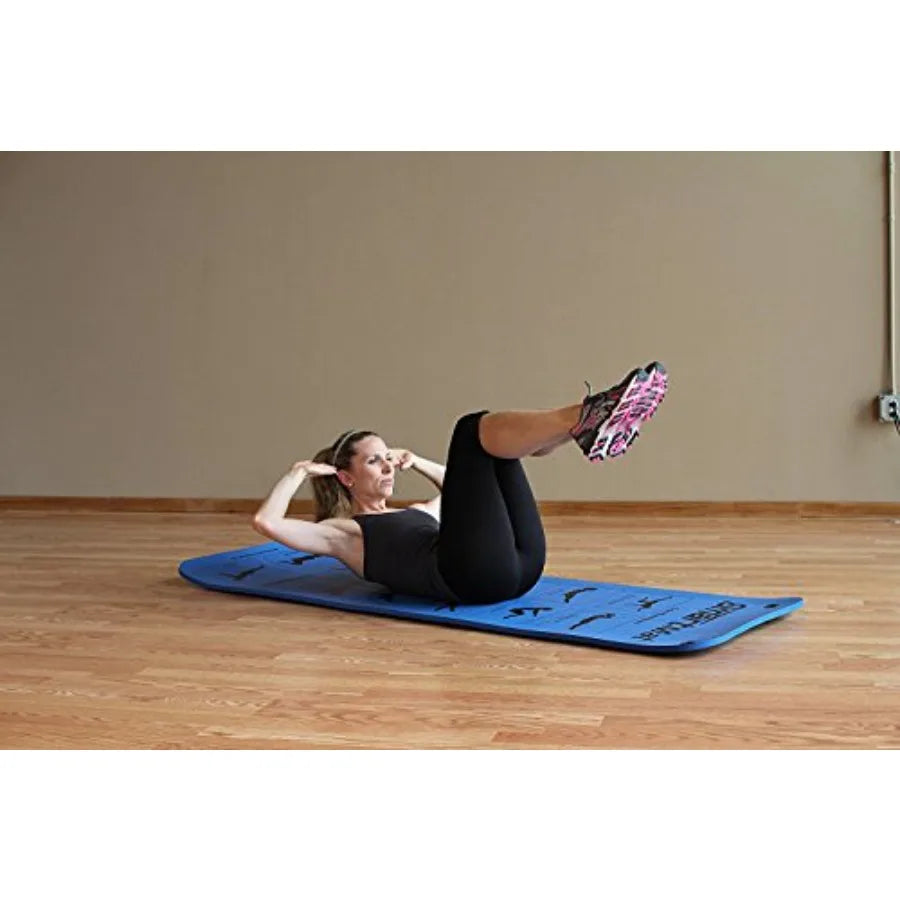 Prism Fitness 16mm Thick Smart Self-Guided Stretching and Exercise Mat for Yoga Pilates and Stretching Blue