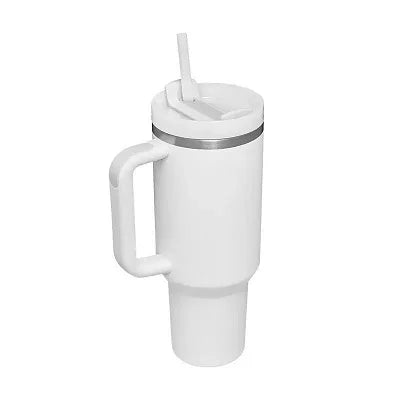40oz 2.0 Stainless Steel Vacuum Tumbler - Insulated Thermal Mug with Handle & Straw for Hot & Cold Coffee Drinks