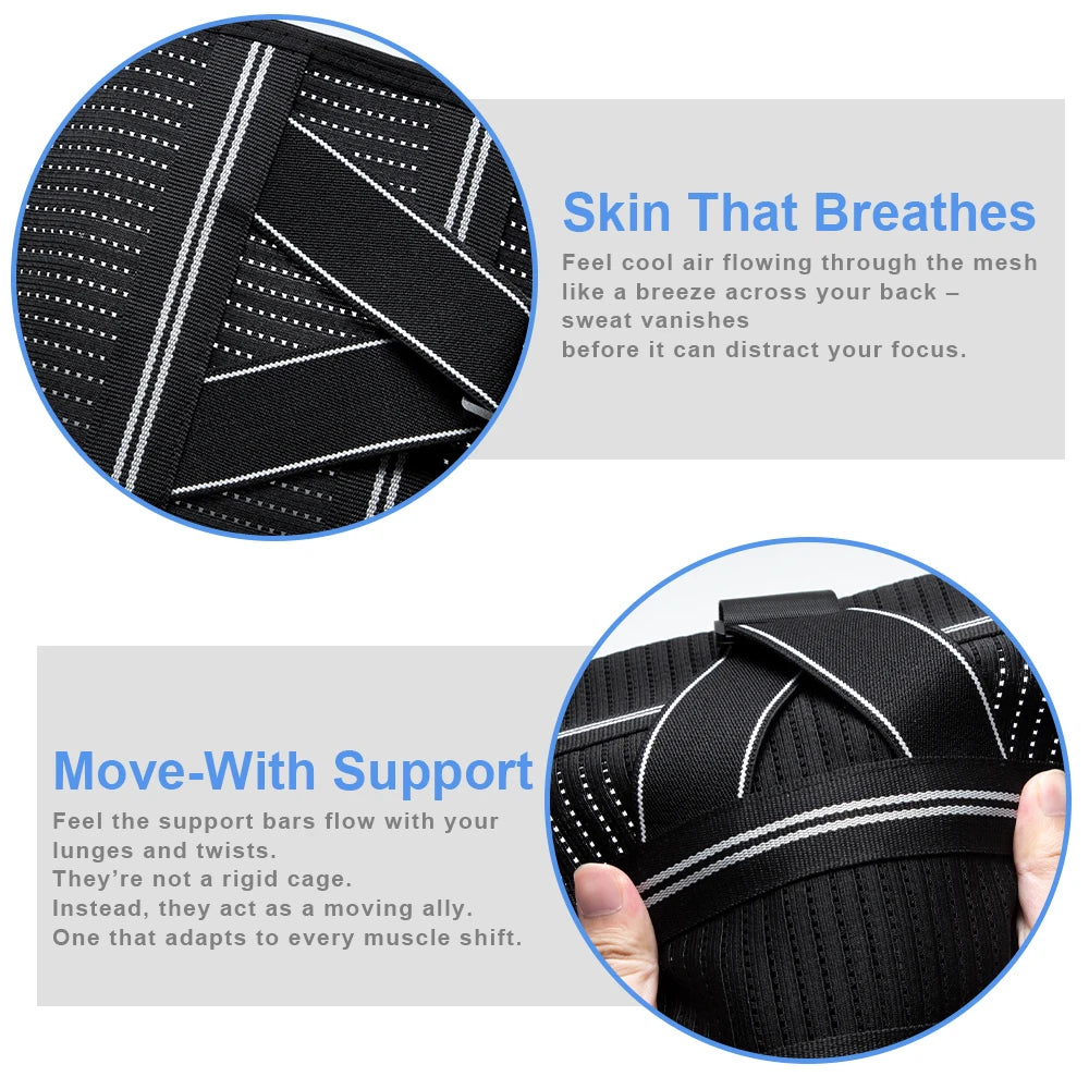 4-Stay Back Brace for Immediate Pain Relief - Adjustable Lumbar Support Belt for Herniated Disc -Breathable Design for Men Women