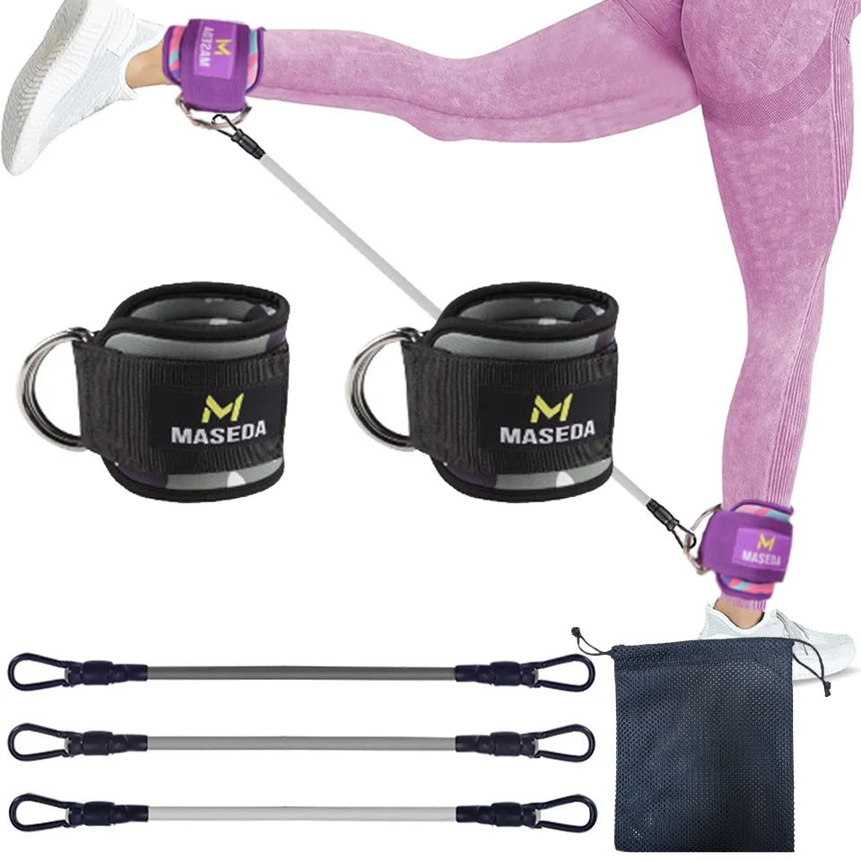 LOOGDEEL TPE Resistance Bands Ankle Straps Fitness D-Ring Support Ankle Cuffs Yoga Band Gym Guard Leg Strength Safety Extensions