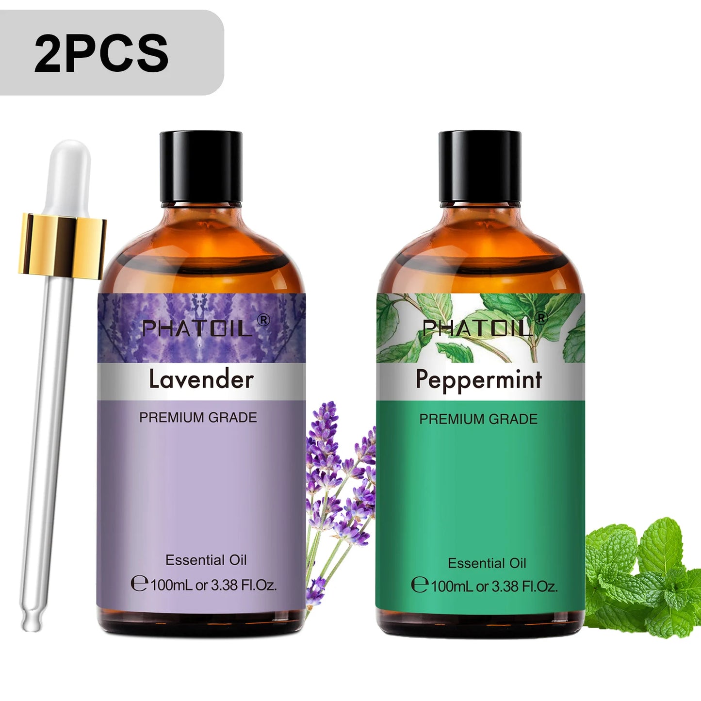 PHATOIL 2pcs/1pcs Lavender Aromatherapy Essential Oil For Diffuser,Candle Making-100ml Eucalyptus Jasmine Vanilla Cinnamon Oils
