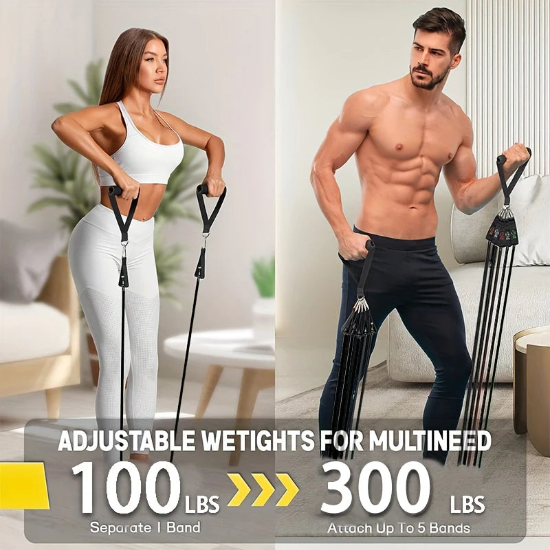 Resistance Bands Set, Exercise Bands With Door Anchor, Handles, Carry Bag, Legs Ankle Straps For Resistance Training