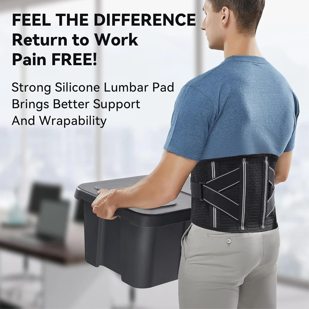 4-Stay Back Brace for Immediate Pain Relief - Adjustable Lumbar Support Belt for Herniated Disc -Breathable Design for Men Women