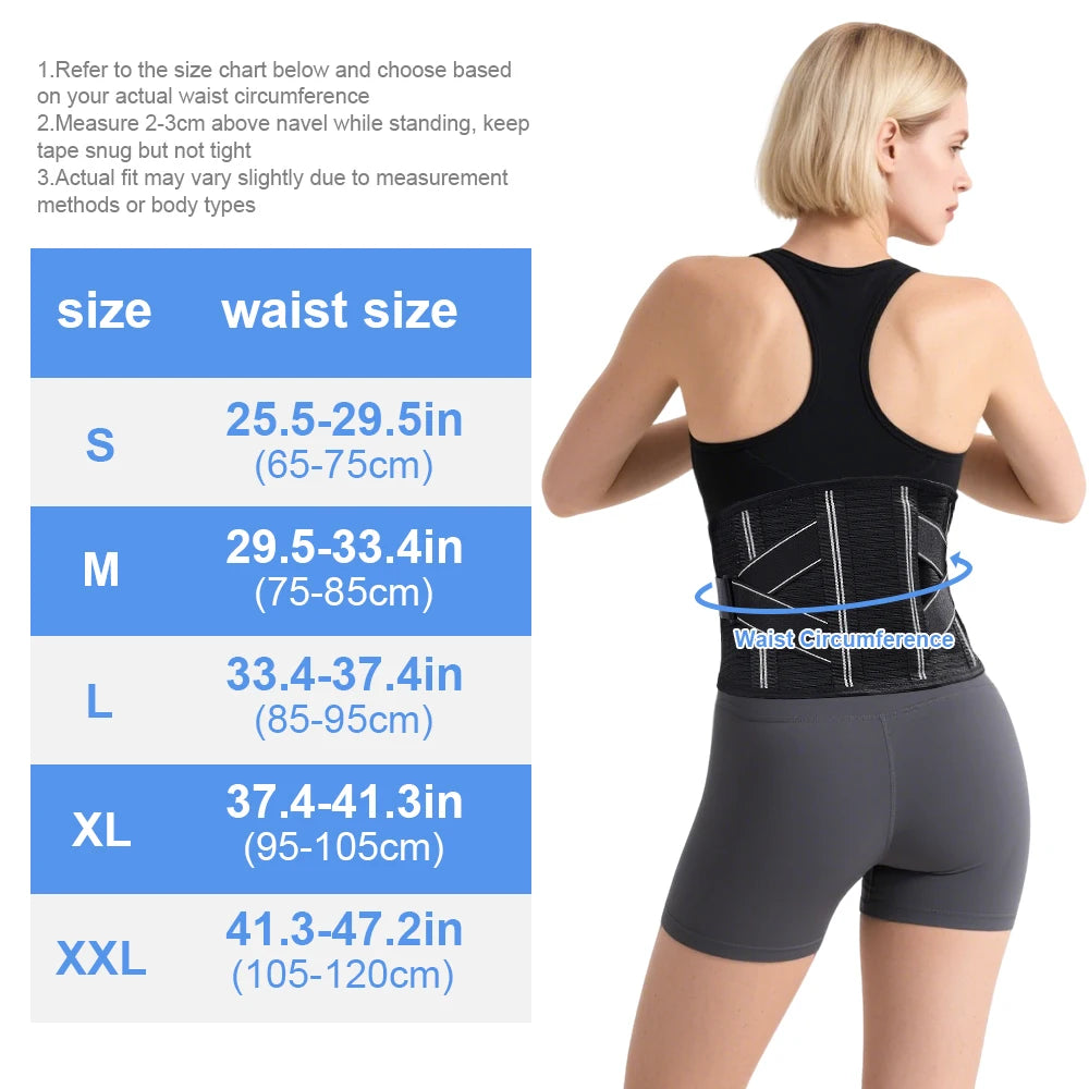 4-Stay Back Brace for Immediate Pain Relief - Adjustable Lumbar Support Belt for Herniated Disc -Breathable Design for Men Women