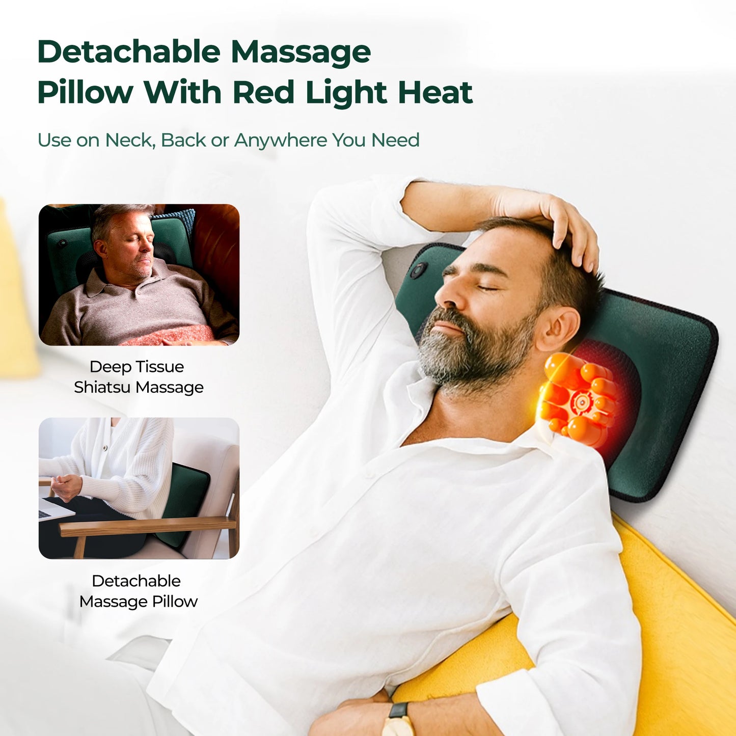 Full Body Massage Mat with Heat, Detachable Massager Pad Deep Tissue Pain Relief,10 Vibrating Motors and 9 Speed Settings Relax