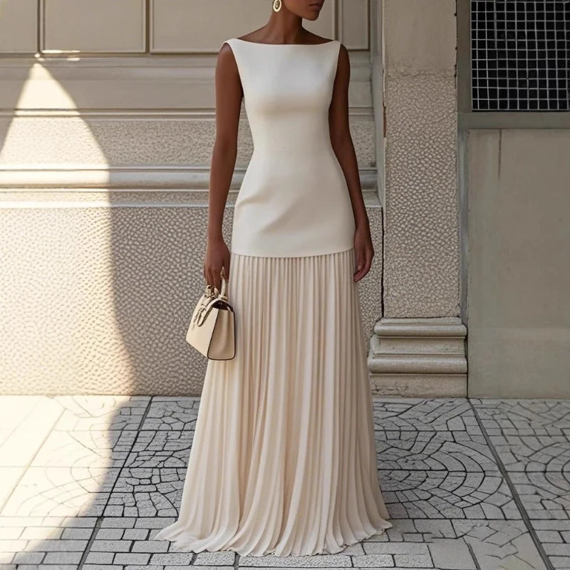 2026 Spring and Autumn Fashion Elegant Dress Party Vest Overskirt Pleated Women's Two-piece Set