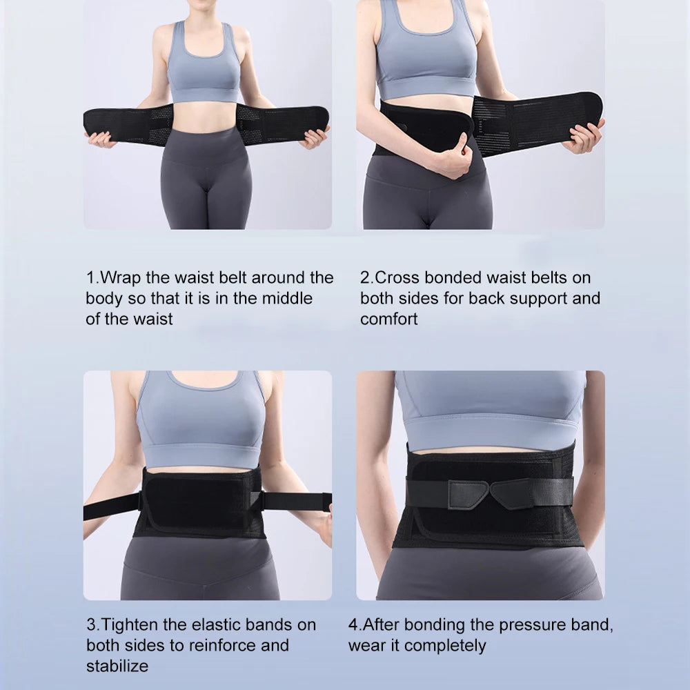 4-Stay Back Brace for Immediate Pain Relief - Adjustable Lumbar Support Belt for Herniated Disc -Breathable Design for Men Women