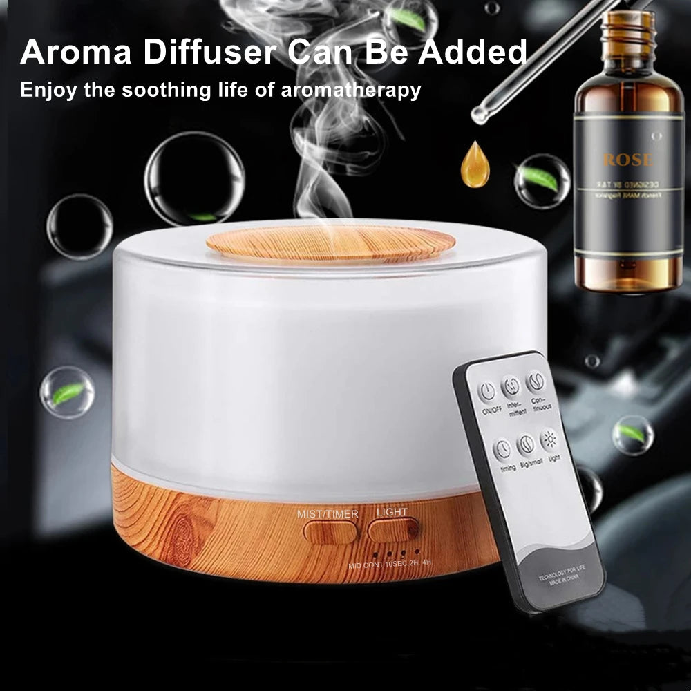 500ML Aroma Diffuser Max. 700ML 5V USB Powered Air Humidifier With Remote Control, Colorful Night Lights, Essential Oil Diffuser