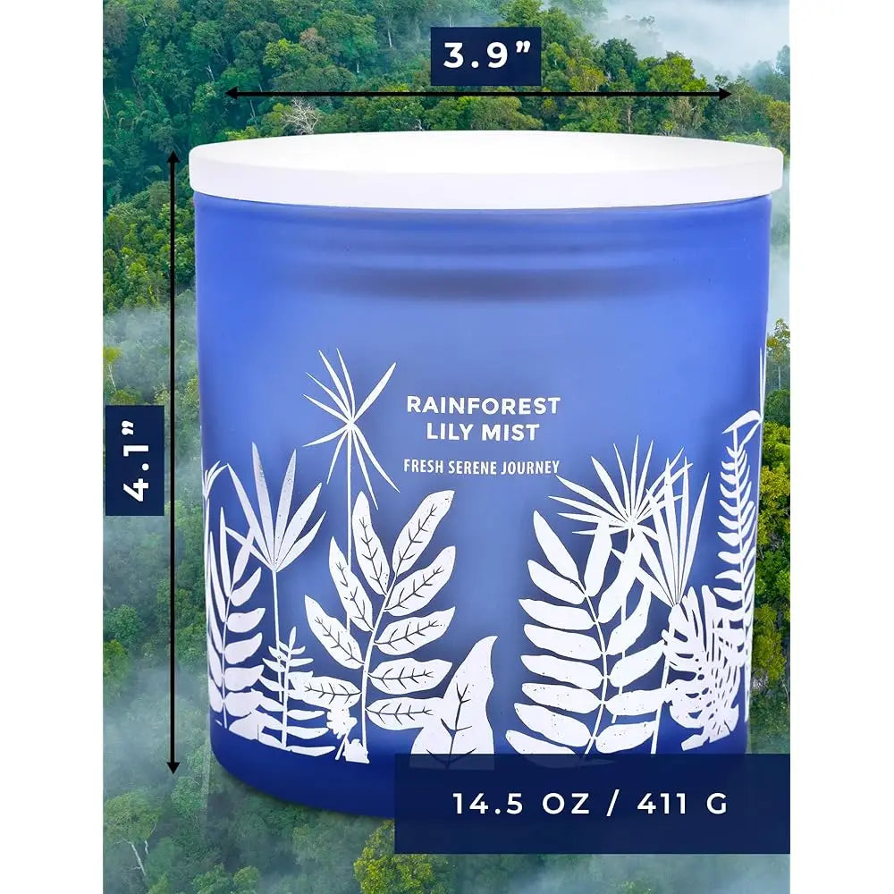 Large 3-Wick Soy Candle 14.5oz | Rainforest Lily Mist Scented Candle | Fresh Floral Aromatherapy Candle | Slow & Clean Burnin
