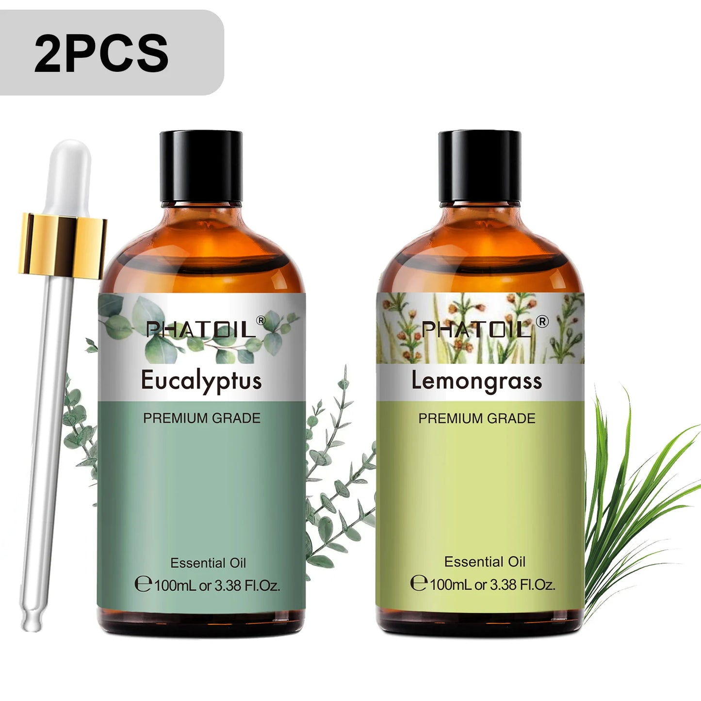PHATOIL 2pcs/1pcs Lavender Aromatherapy Essential Oil For Diffuser,Candle Making-100ml Eucalyptus Jasmine Vanilla Cinnamon Oils