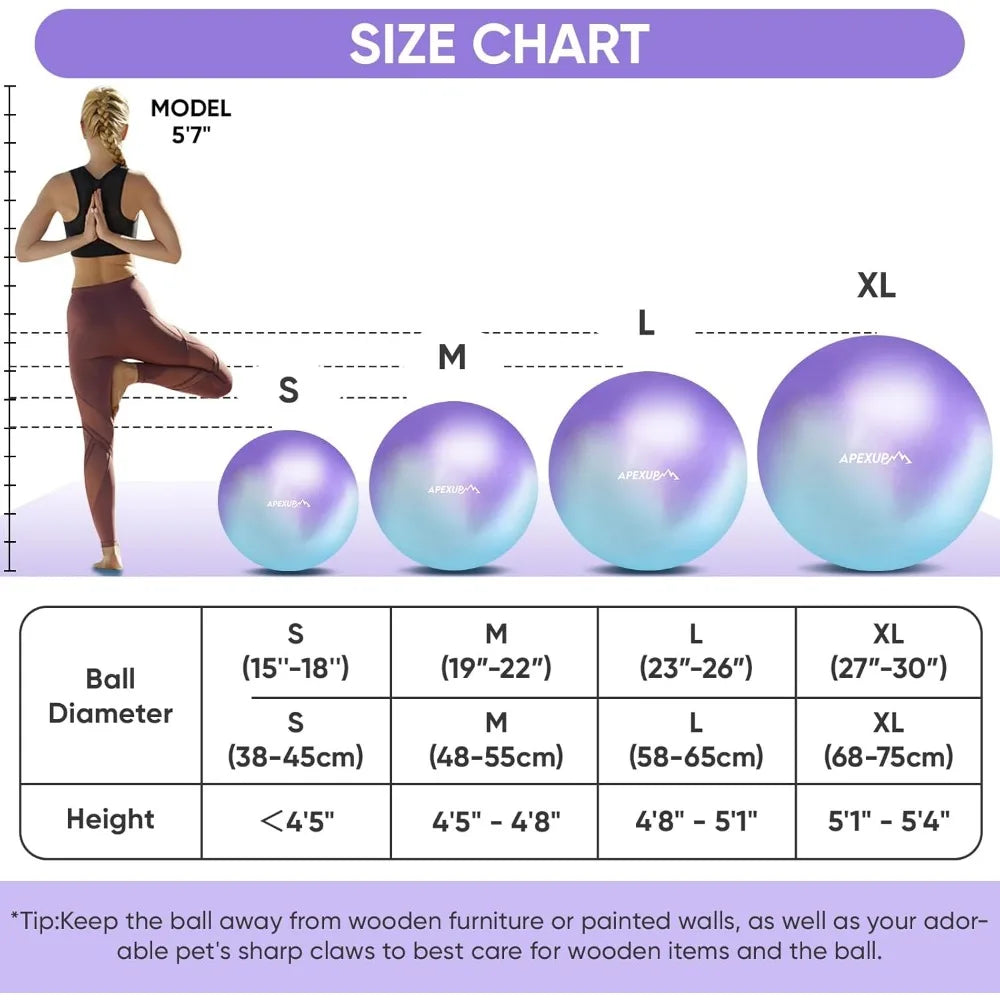Yoga & Pilates Ball - Anti Slip Heavy Duty Gym Ball for Fitness, Balance & Core Workout