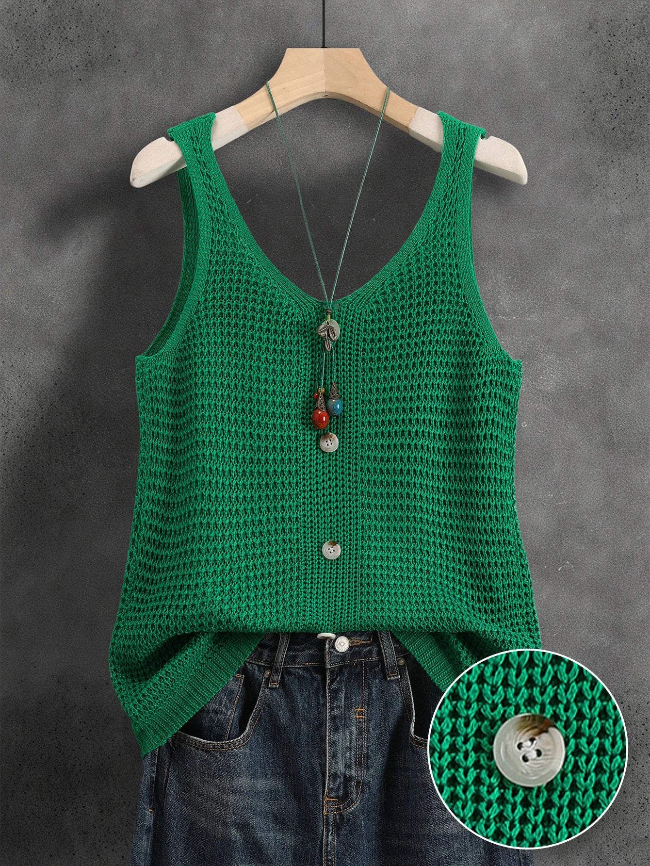 Reversible Faux Button 2026 New Summer V-Neck Sleeveless Knitted Vest, Elegant Commute Top for Women