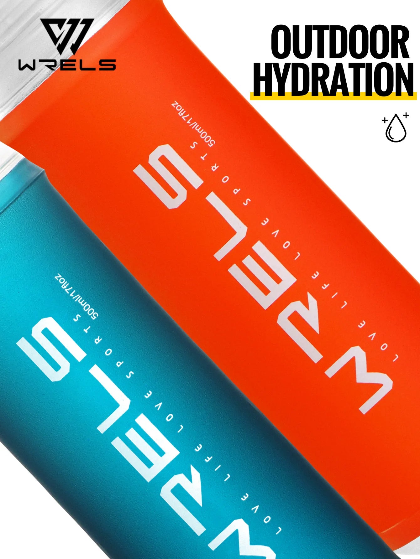 WRELS 500ML TPU Soft Folding Water Bottles BPA-Free Collapsible Sports Flasks for Hiking Climbing Camping Running Bottle