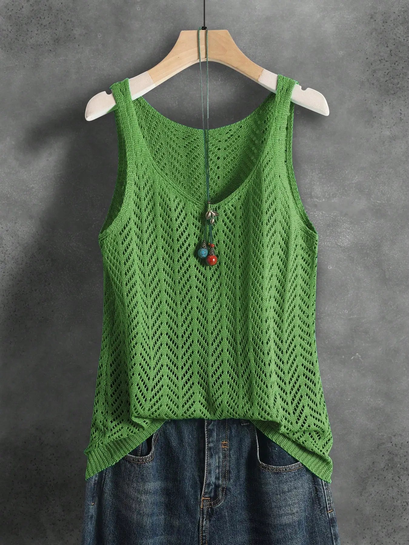 Women's Summer Hollow Knitted Sleeveless Vest Breathable Casual Tank Top