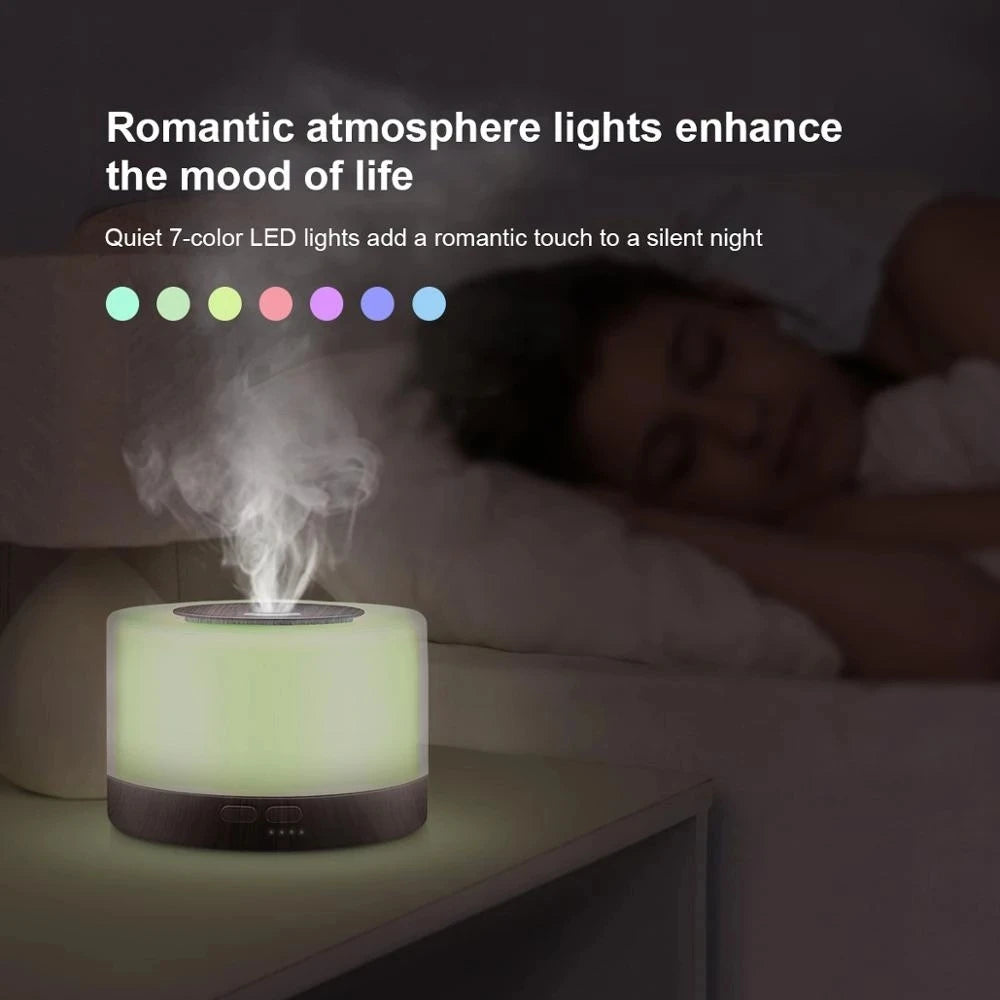 500ML Aroma Diffuser Max. 700ML 5V USB Powered Air Humidifier With Remote Control, Colorful Night Lights, Essential Oil Diffuser