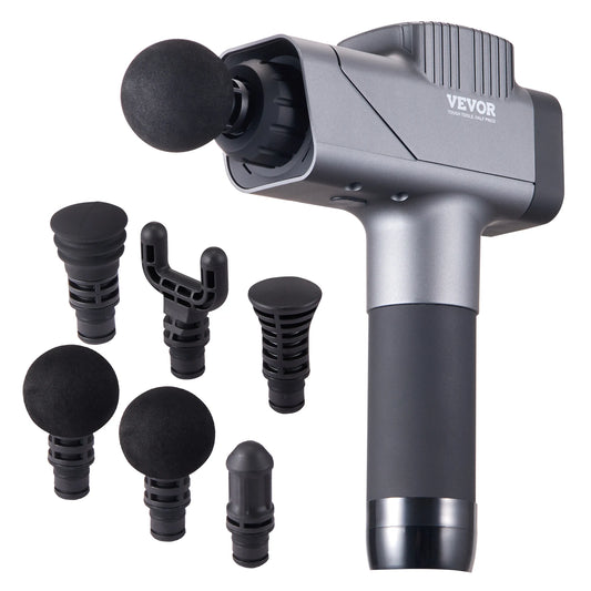 SucceBuy Massage Gun Deep Tissue Percussion Muscle Massager for Athletes w/ 8 Speed Levels 6 Massage Heads 16V 2500mAh Batteries