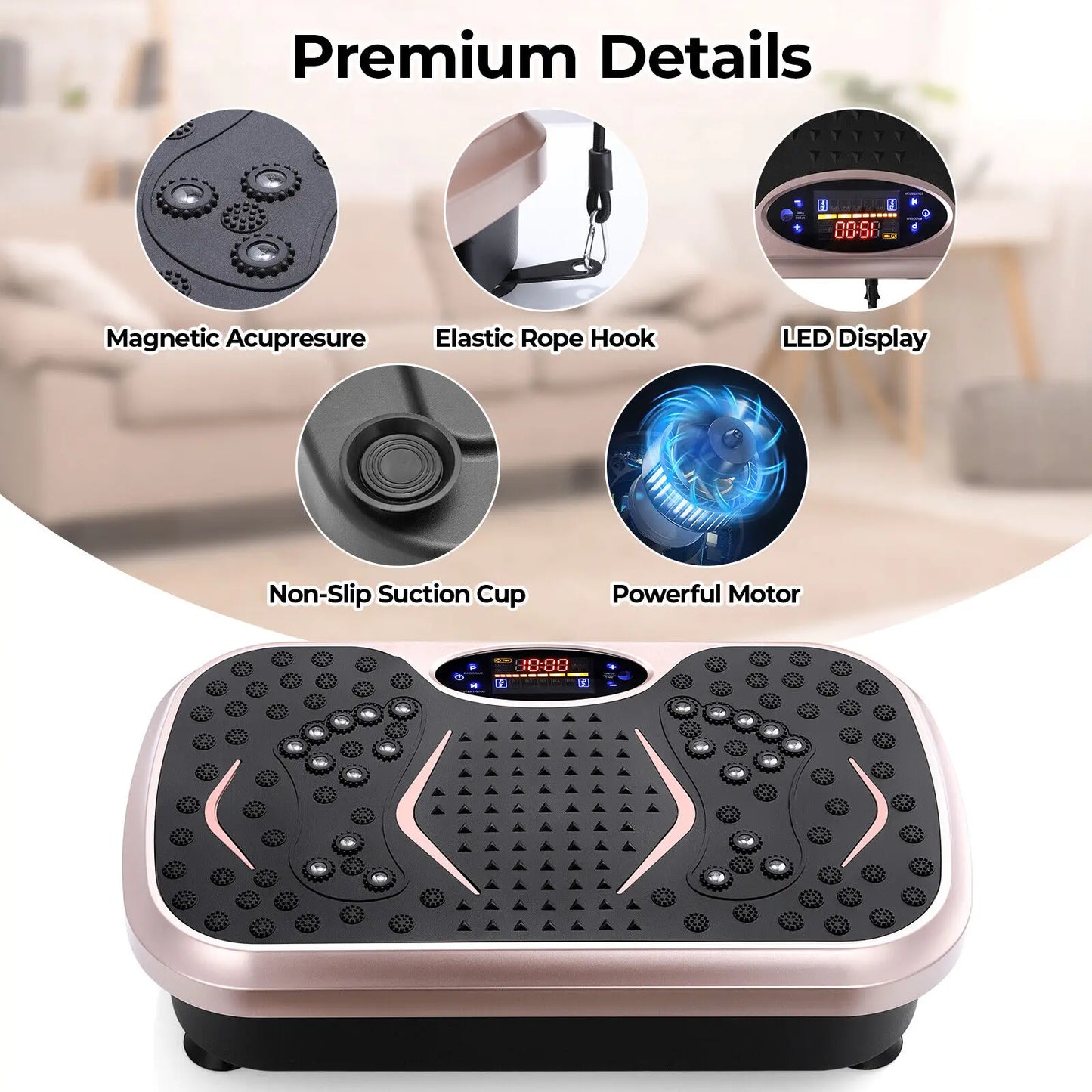 Vibration Plate Exercise Machine - Whole Body Workout Vibration Fitness Platform w/ Loop Bands - Home Training Equipment