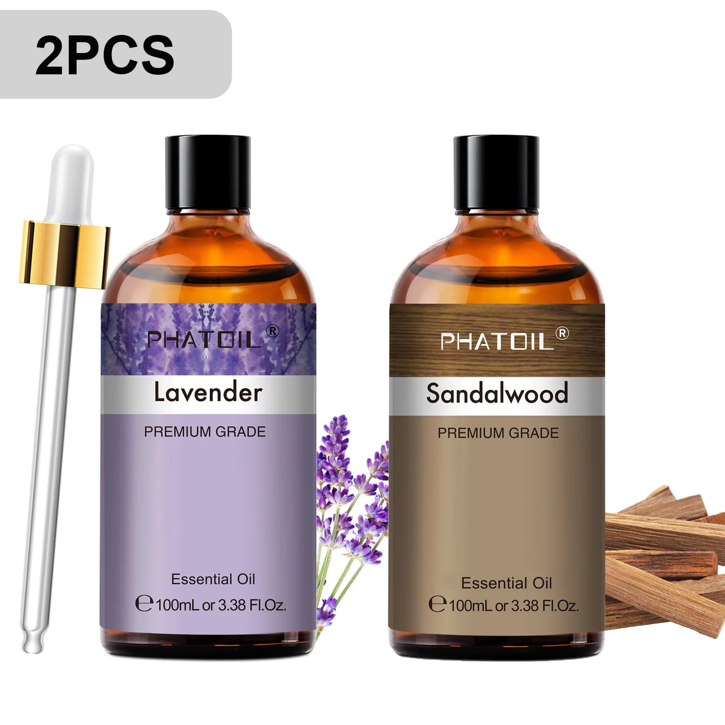 PHATOIL 2pcs/1pcs Lavender Aromatherapy Essential Oil For Diffuser,Candle Making-100ml Eucalyptus Jasmine Vanilla Cinnamon Oils