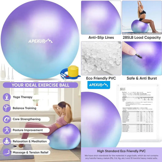 Yoga & Pilates Ball - Anti Slip Heavy Duty Gym Ball for Fitness, Balance & Core Workout