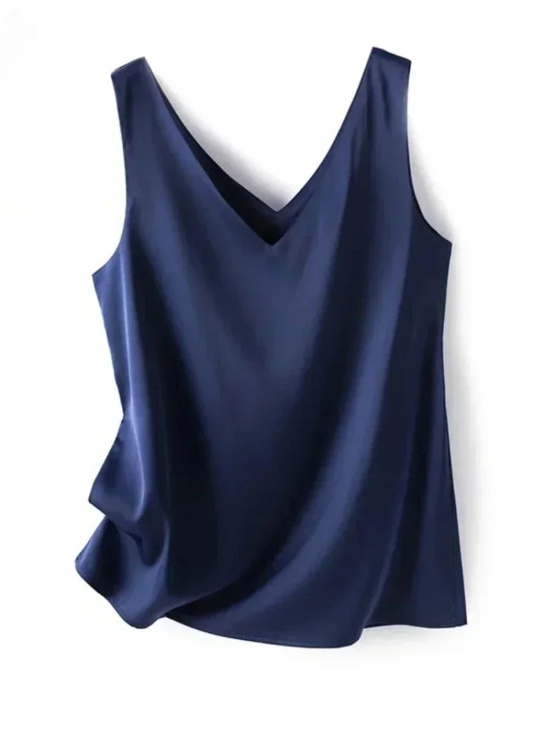Sexy Strap Crop Top Women Halter V Neck Basic Cami Sleeveless Satin Silk Tube Tank Tops Women'S Summer Y2K Camisole White Black