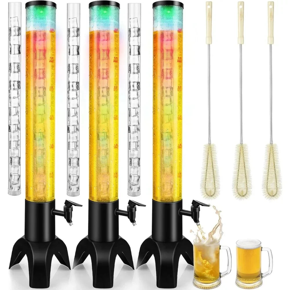 Bestseller3pcs drink tower, 3l mimosa tower dispenser with ice tube and led light, tabletop beer dispenser 3.17 qt./100oz, ideal