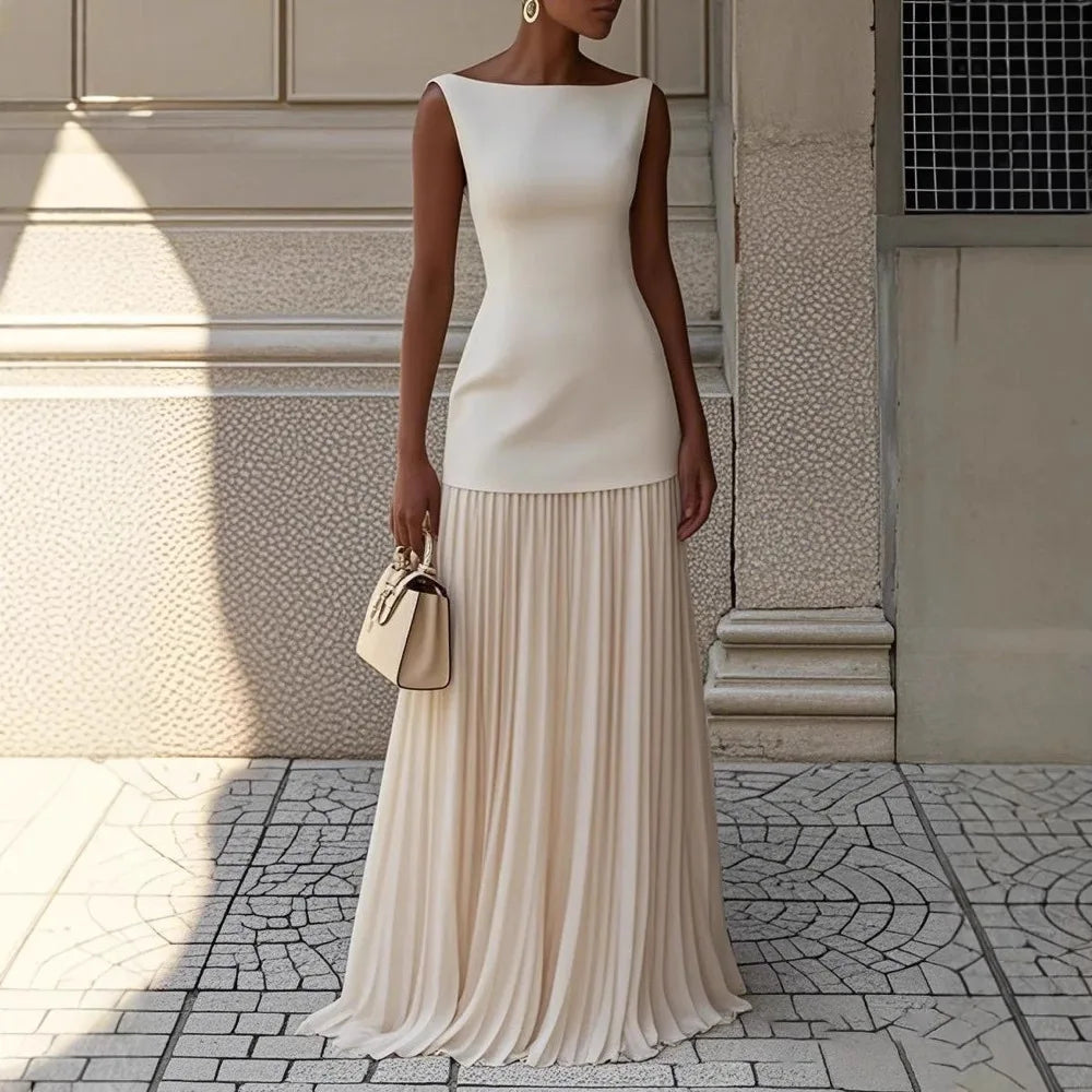 2026 Spring and Autumn Fashion Elegant Dress Party Vest Overskirt Pleated Women's Two-piece Set
