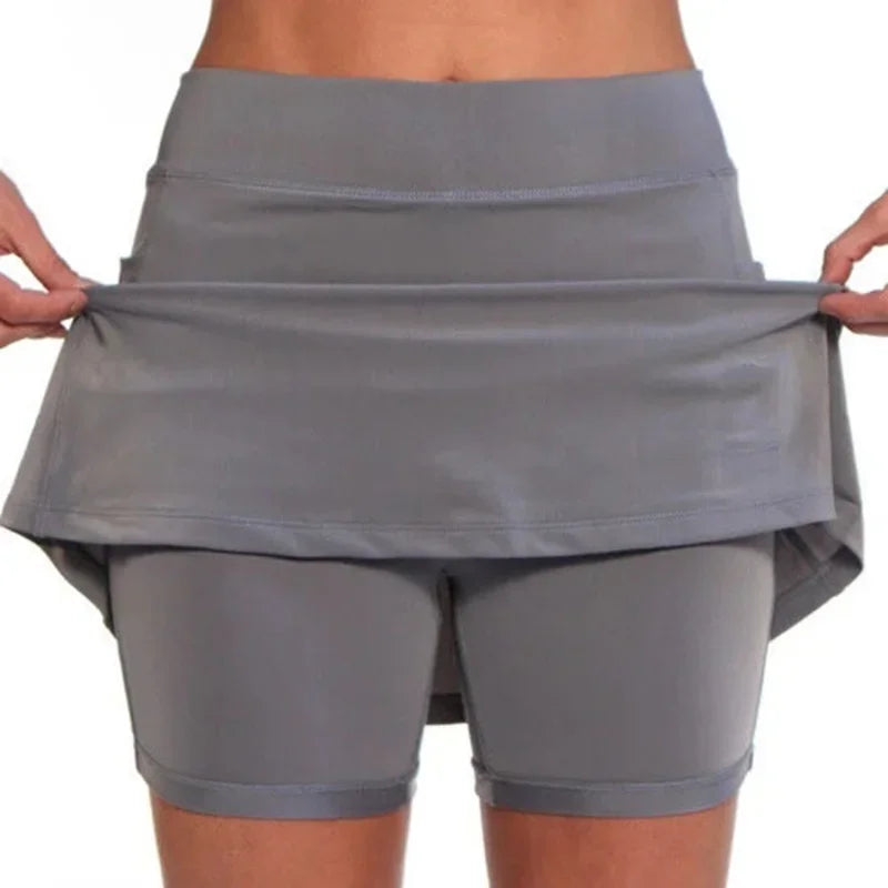 Women's fashion sports skirt, solid color anti-light culottes, running tennis golf shorts, breathable pocket shortsJV