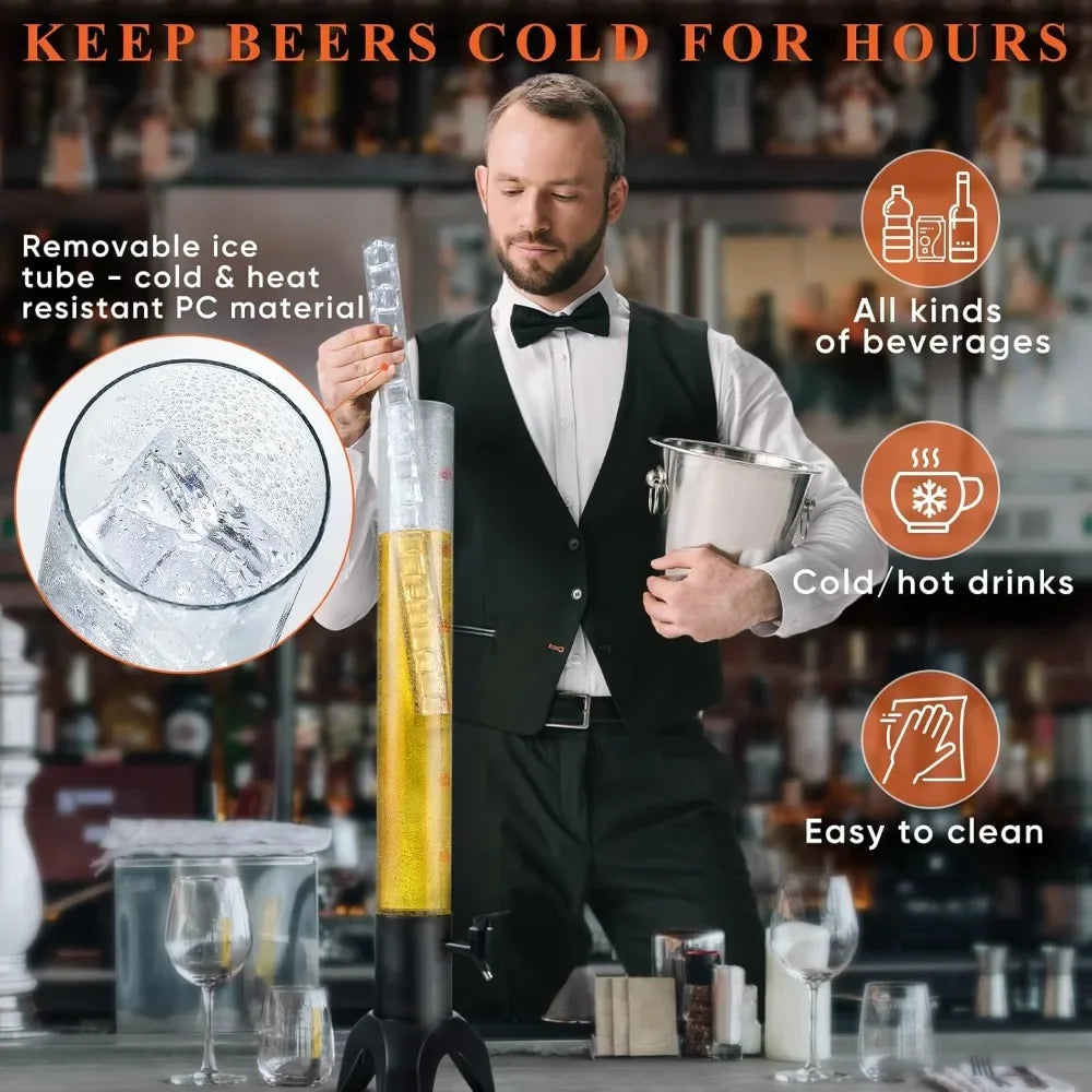 Bestseller3pcs drink tower, 3l mimosa tower dispenser with ice tube and led light, tabletop beer dispenser 3.17 qt./100oz, ideal