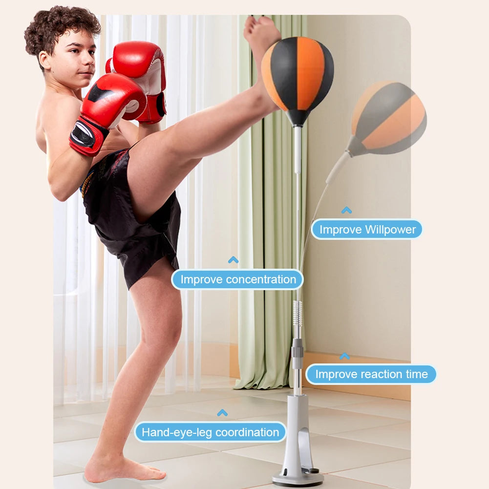Punching Bag Height Adjustable Speed Bag Punching Reflex Ball Set for Training Boxing Stress Relief & Fitness