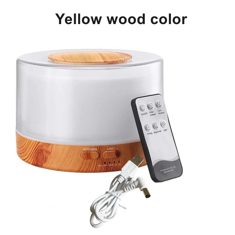 500ML Aroma Diffuser Max. 700ML 5V USB Powered Air Humidifier With Remote Control, Colorful Night Lights, Essential Oil Diffuser