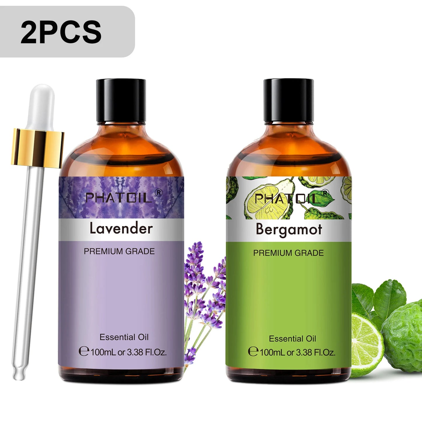 PHATOIL 2pcs/1pcs Lavender Aromatherapy Essential Oil For Diffuser,Candle Making-100ml Eucalyptus Jasmine Vanilla Cinnamon Oils