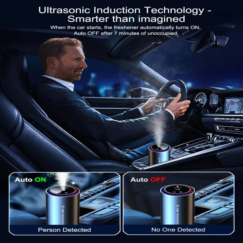 Smart Car Air Freshener with Projector Light - Car Star Top - USB Rechargeable Fragrance Diffuser - Adjustable Fragrance Intensi