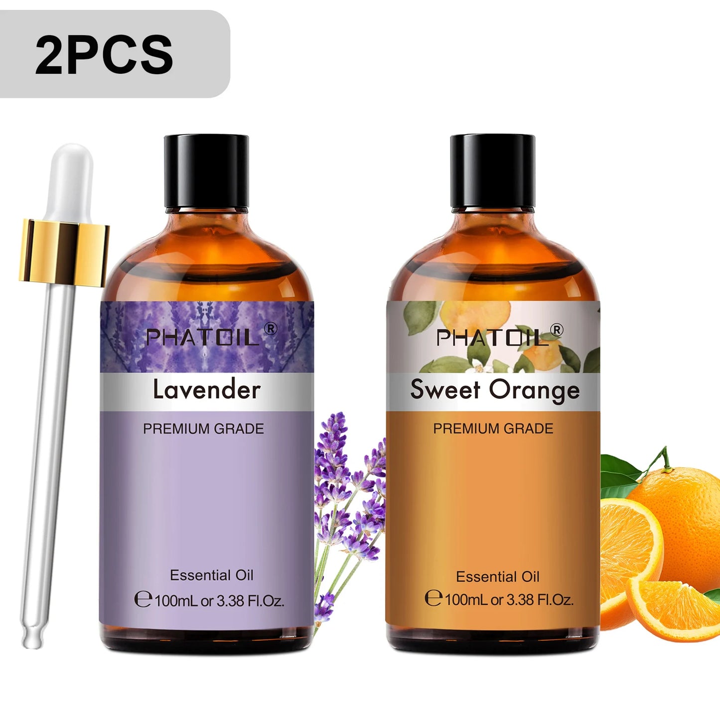 PHATOIL 2pcs/1pcs Lavender Aromatherapy Essential Oil For Diffuser,Candle Making-100ml Eucalyptus Jasmine Vanilla Cinnamon Oils
