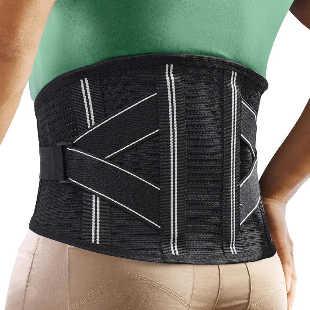 4-Stay Back Brace for Immediate Pain Relief - Adjustable Lumbar Support Belt for Herniated Disc -Breathable Design for Men Women
