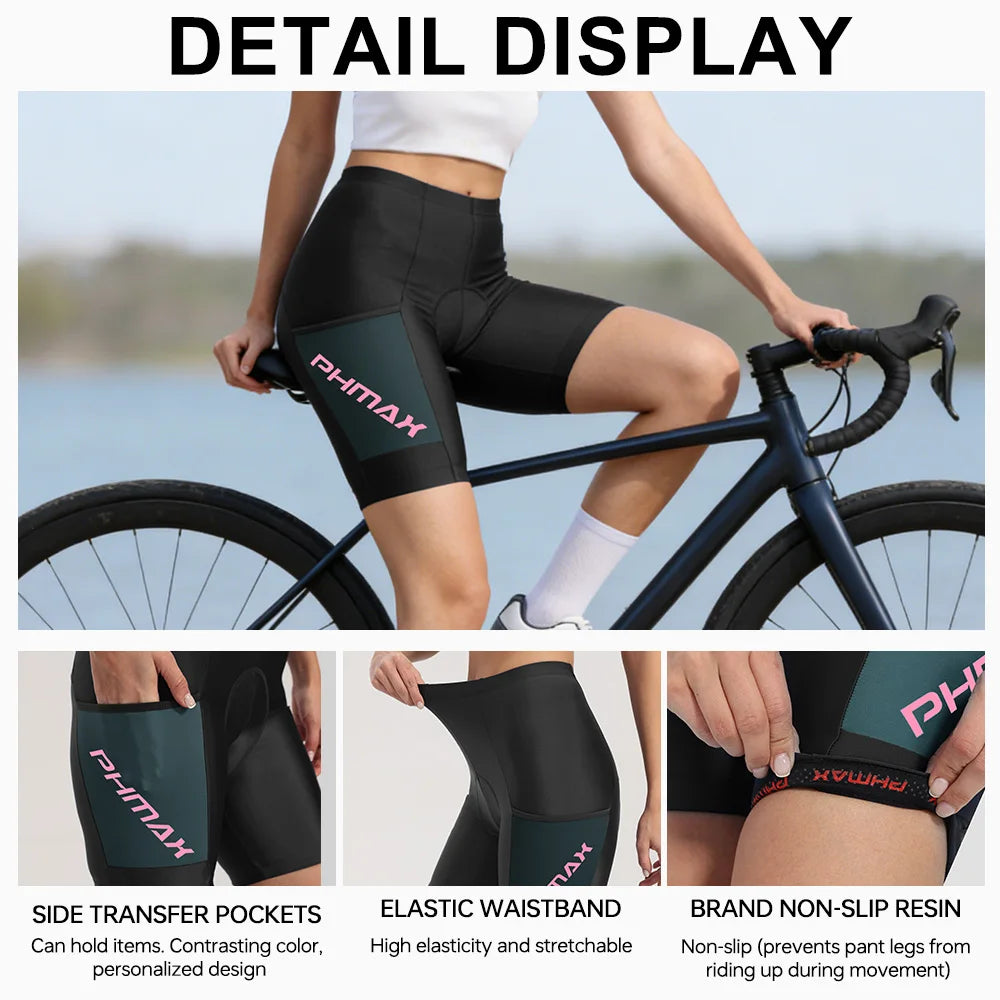 X-TIGER Women's Cycling Shorts 5D SILICONE Padded Women Road MTB Cycling Bike Shorts Pants Bicycle Shorts with Pocket Clothes