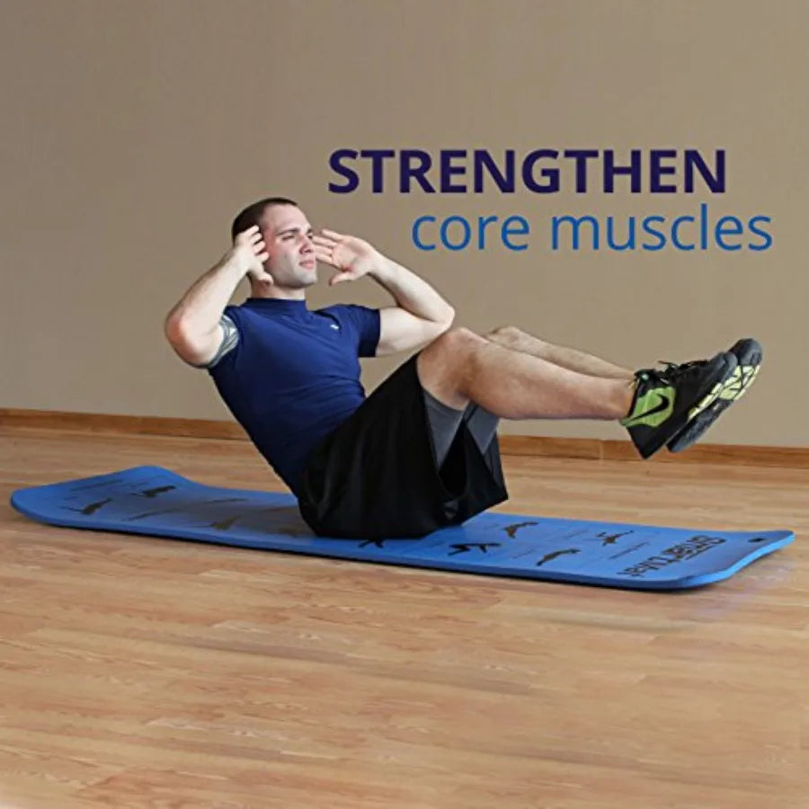 Prism Fitness 16mm Thick Smart Self-Guided Stretching and Exercise Mat for Yoga Pilates and Stretching Blue