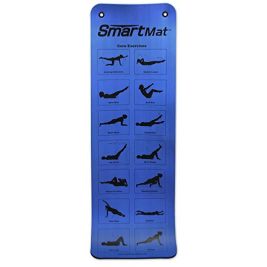 Prism Fitness 16mm Thick Smart Self-Guided Stretching and Exercise Mat for Yoga Pilates and Stretching Blue