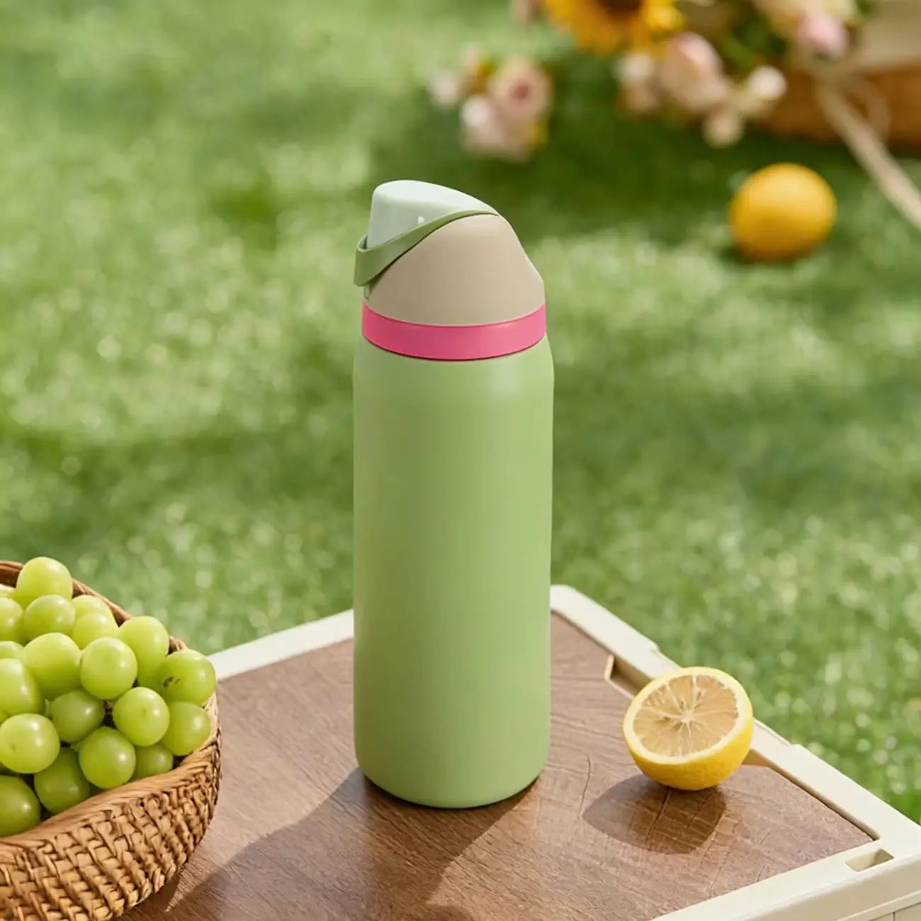 Owalaa avocado green 32oz/945ml stainless steel insulated water bottle with straw,for daily sports outdoor,perfect gift