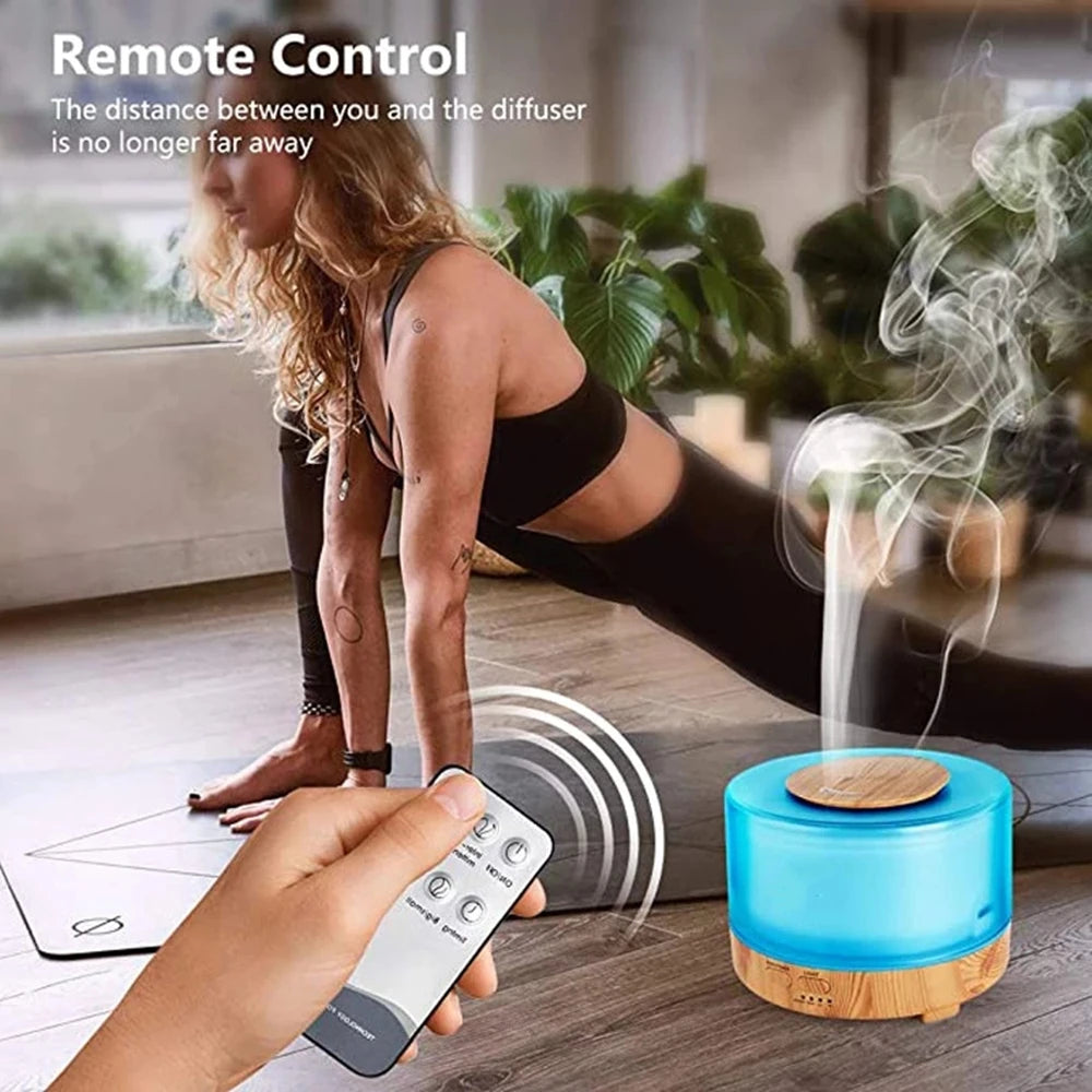500ML Aroma Diffuser Max. 700ML 5V USB Powered Air Humidifier With Remote Control, Colorful Night Lights, Essential Oil Diffuser